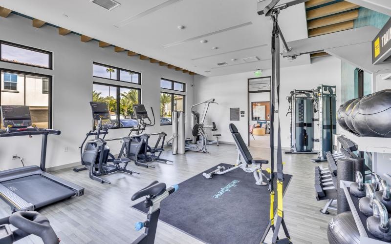 a gym with exercise equipment